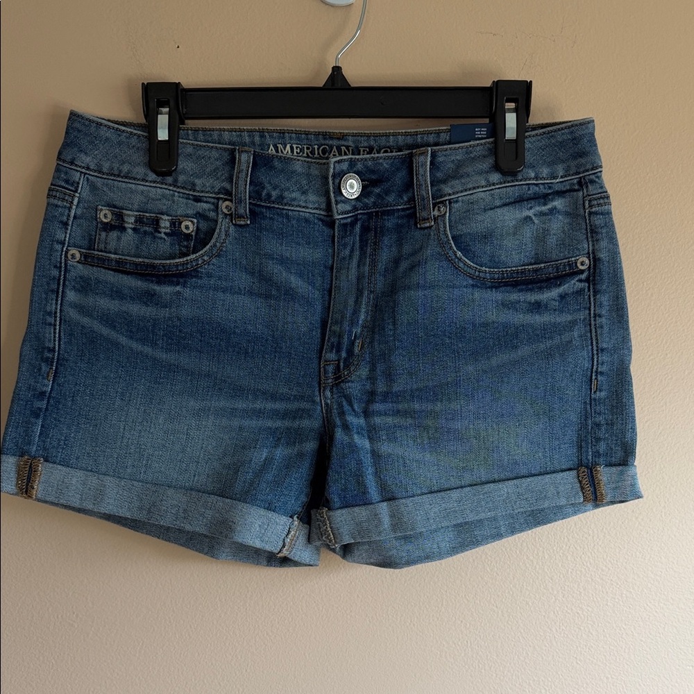 American Eagle Outfitters Medium Wash Cuffed Denim Shorts